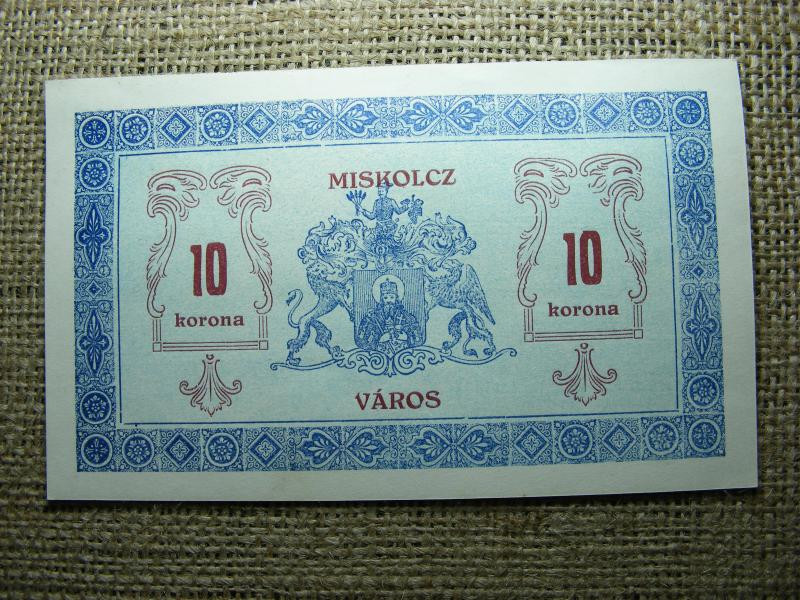 Miskolc 10 korona bankjegy, 1919, alacsony sorszám