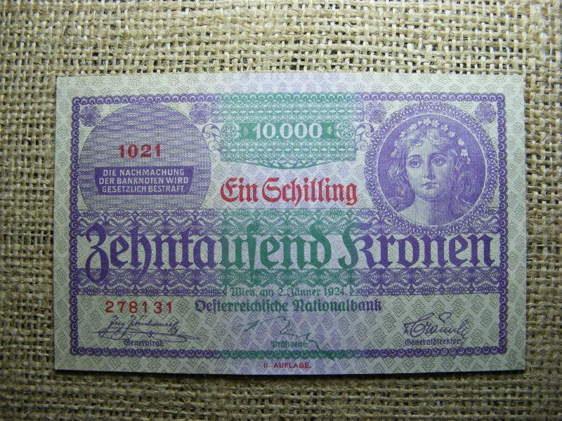 Ausztria 10000 korona, 1924, hajtatlan