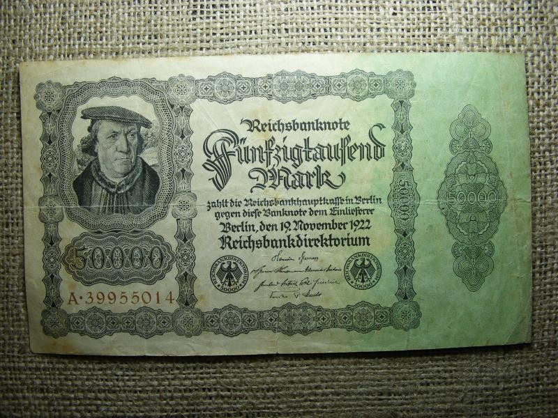Németország, 50000 márka, 1922, hiperinflációs bankjegy