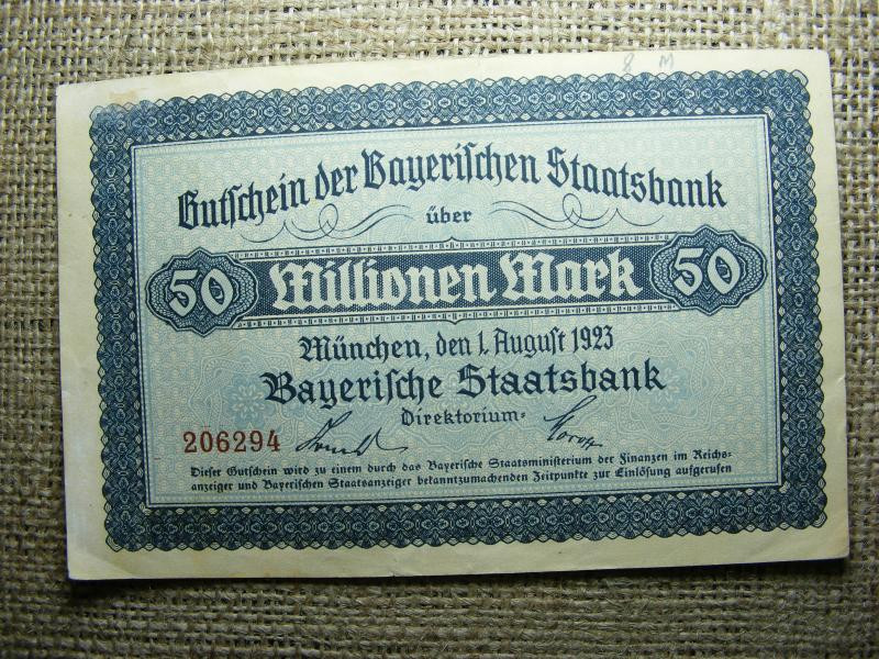 Németország, 50 millió márka, 1923, inflációs bankjegy