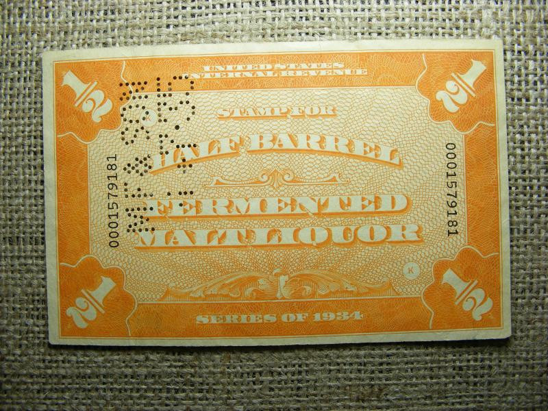 USA Bevételi Adó Bankjegy, 1934, Félhordós Likőr