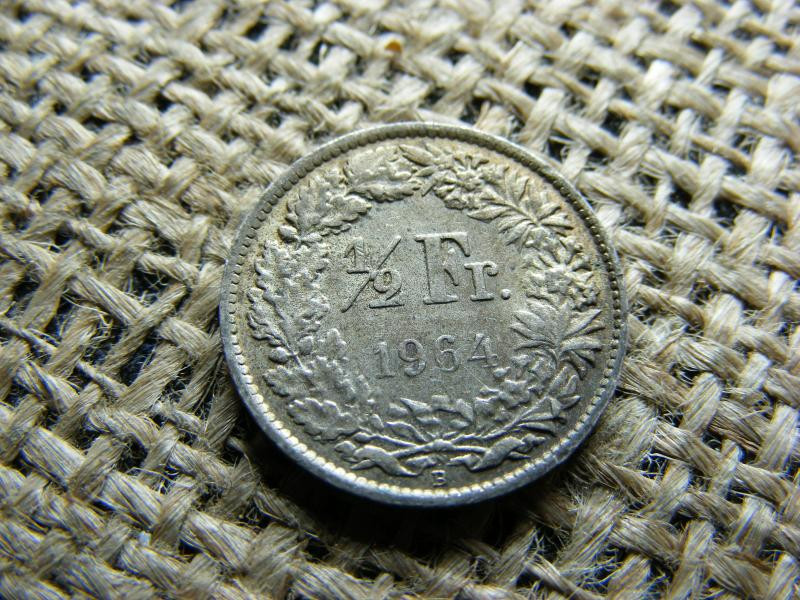 Svájci 1/2 frank érme, 1964, ezüst