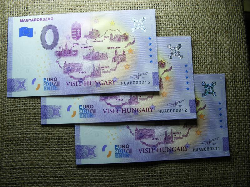 0 Euro Emlékpénz, Euró Magyarország, UNC, 3 db alacsony sorszám