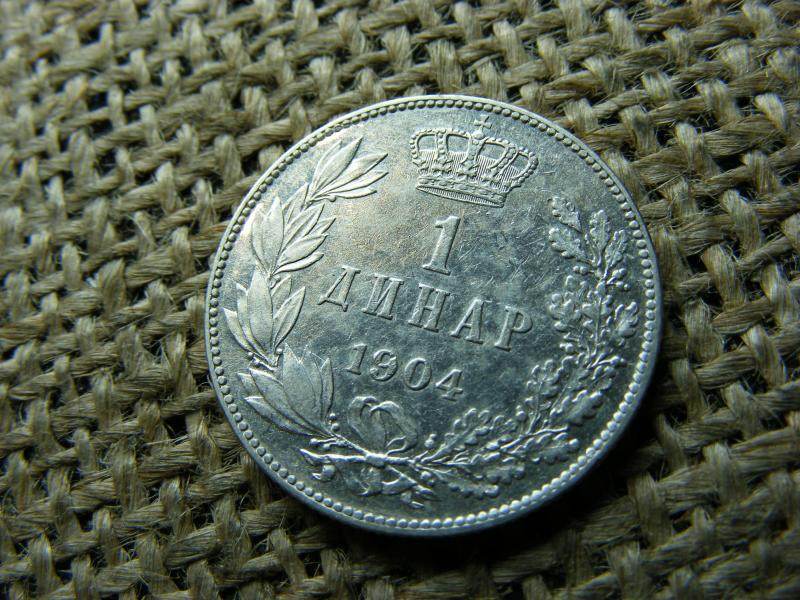 Szerbia, 1 dinár, 1904, ezüst