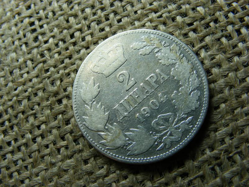 Szerbia, 2 dinár, 1904, ezüst