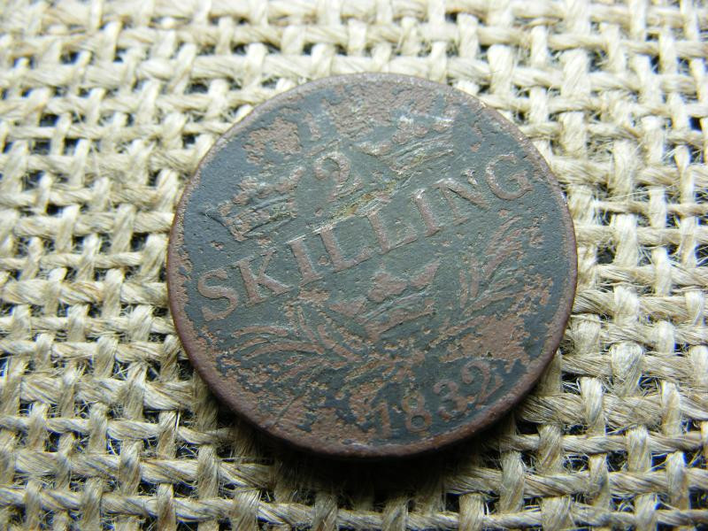 Svédország, 1/2 skilling, 1832, XIV. Károly Johan
