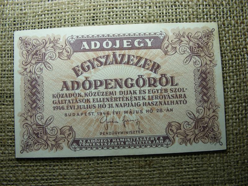 Százezer Adópengő, 1946, vízjel nélküli