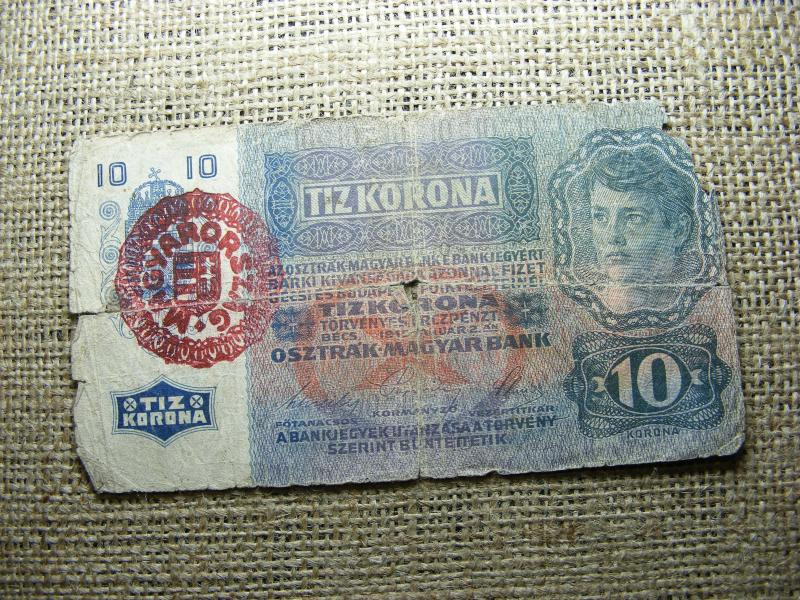 10 korona, 1915, Magyarország, felülbélyegzés