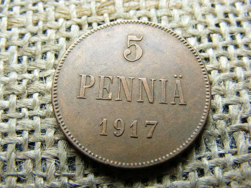Finnország 5 pennia, 1917, polgárháborús