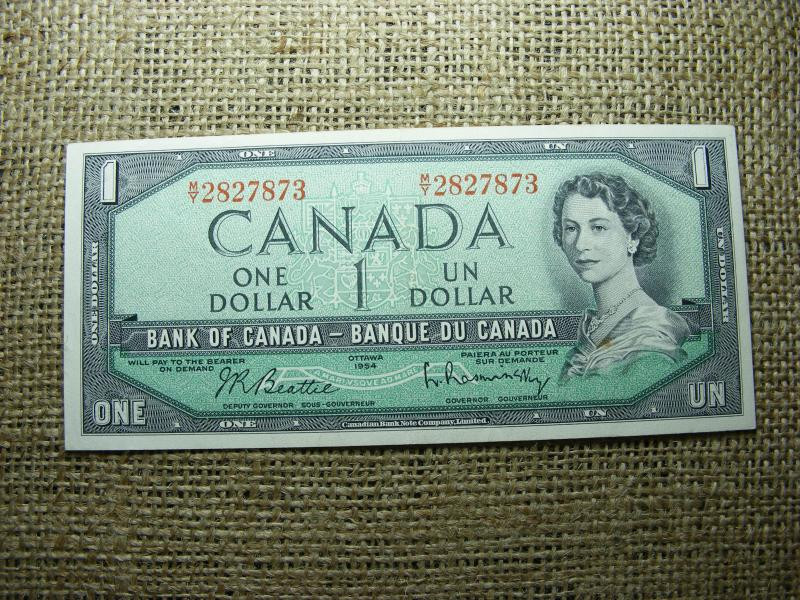Kanada 1 dollár bankjegy, 1954, M/Y csere, VF+