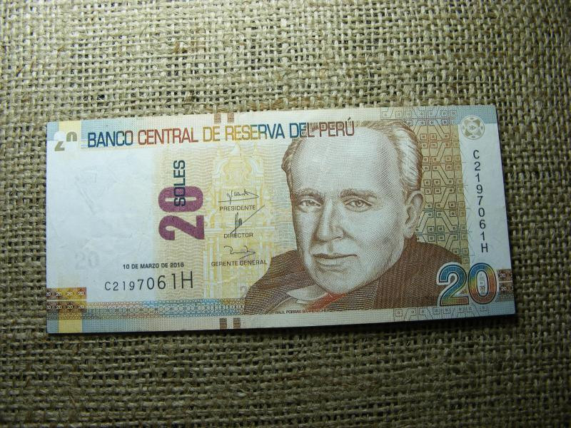 Peru 20 sol bankjegy, 2016, VF állapot