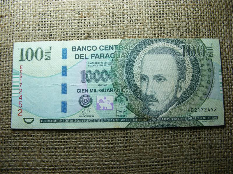 Paraguay 100 mil guaraníes, 2008, VF (A1)