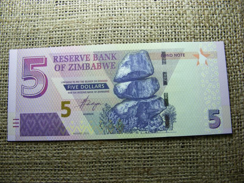 Zimbabwe 5 dolláros bankjegy, 2016, UNC