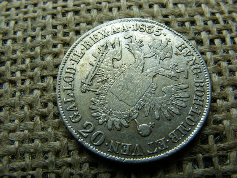 Ferdinánd ezüst 20 krajcár, 1835, C jel, fülnyom