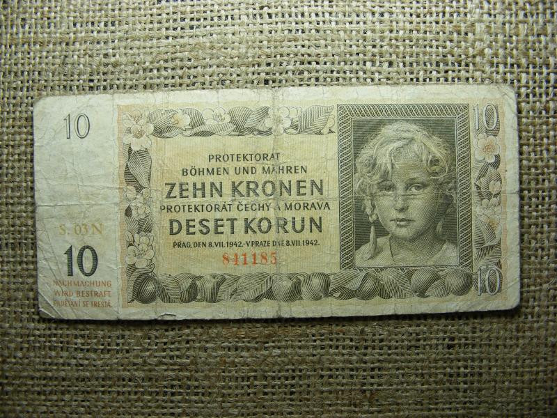 Cseh-Morva 10 korona bankjegy, 1942