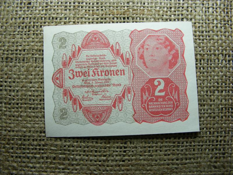 2 korona bankjegy, 1922, hajtatlan