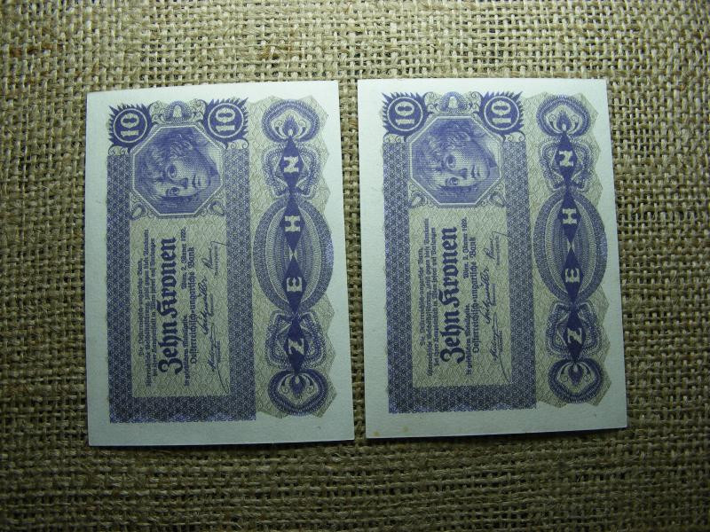 10 korona, 1922, hajtatlan, sorszámkövető