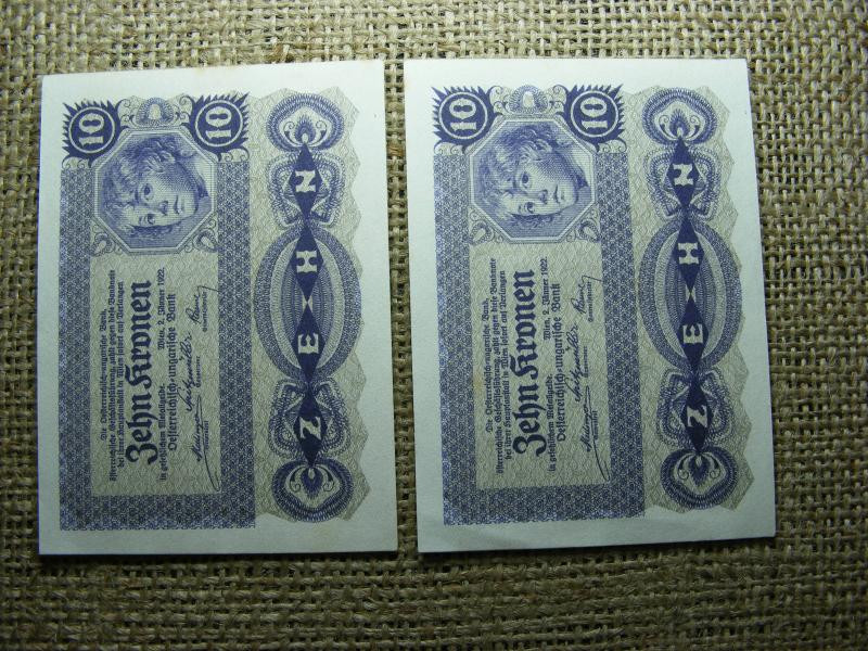 10 Korona, 1922, hajtatlan, sorszámkövető