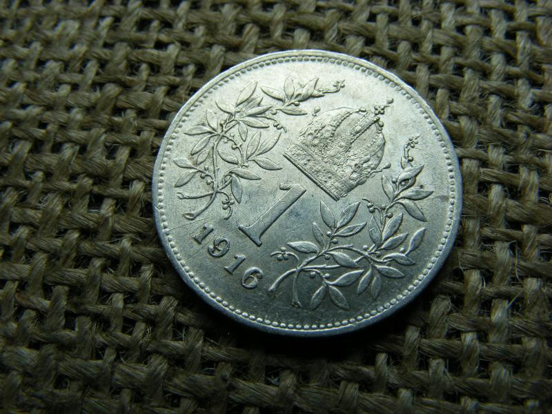 Ezüst 1 korona érme, 1916, corona