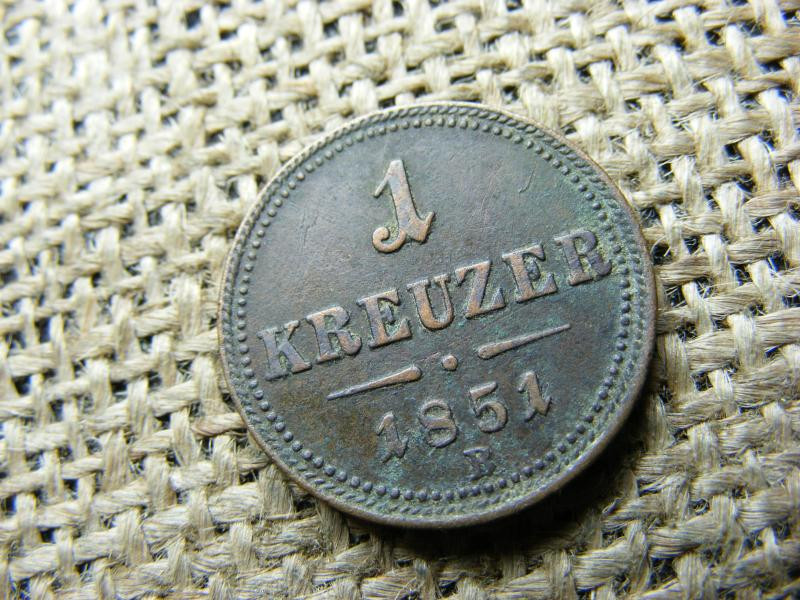 Ferenc József 1 krajcár, 1851 B