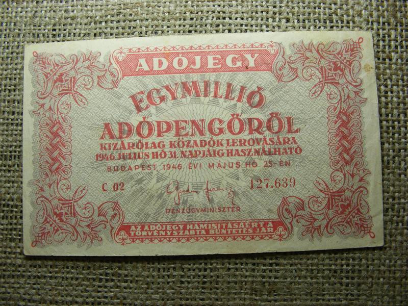 Egymillió Adópengő, 1946, fordított címer