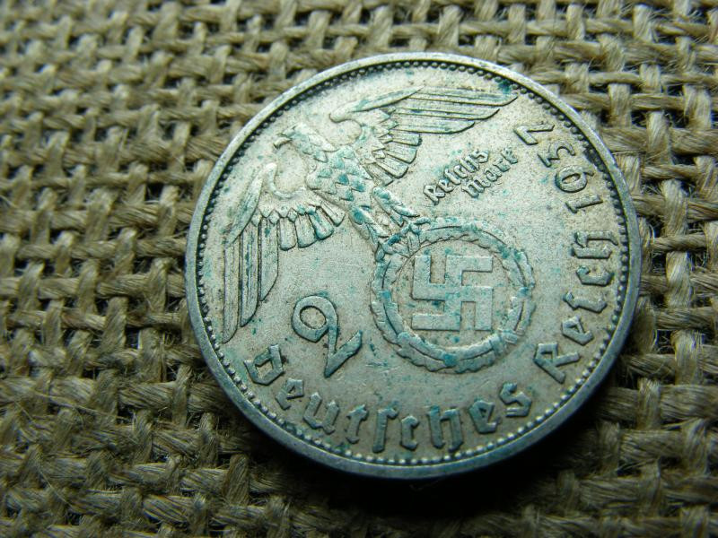 Birodalmi 2 márka, 1937 F, ezüst, eredeti állapot