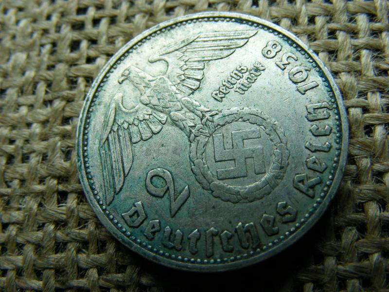 Birodalmi 2 márka, 1938 G, ezüst, eredeti állapot