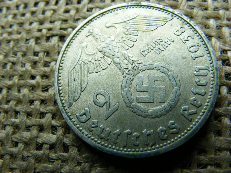 Birodalmi 2 márka, 1938 D, ezüst, eredeti