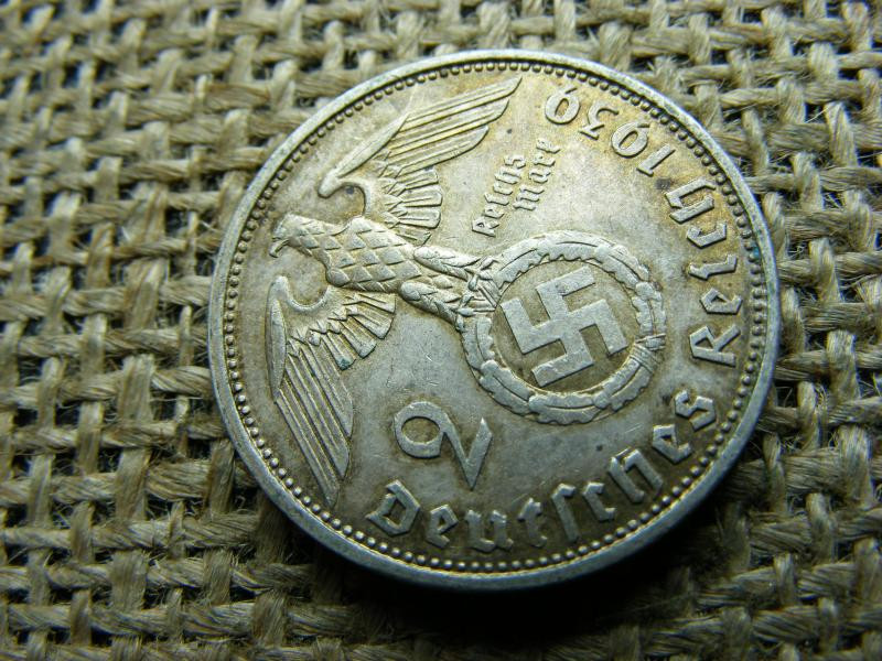 Birodalmi 2 márka, 1939, ezüst, eredeti állapot