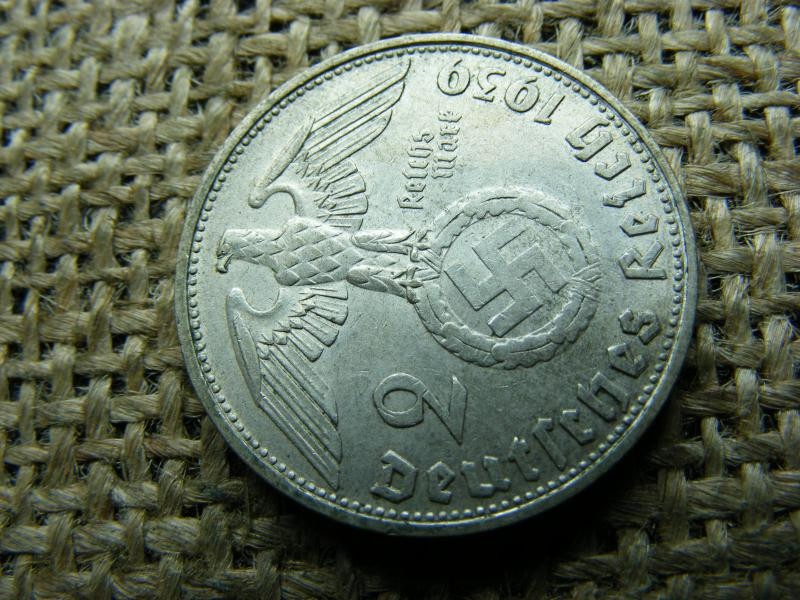 Birodalmi 2 márka, 1939 D, ezüst, eredeti