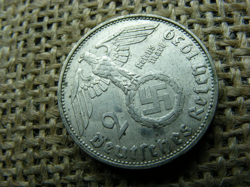 Birodalmi 2 márka, 1939 J, ezüst, eredeti állapot