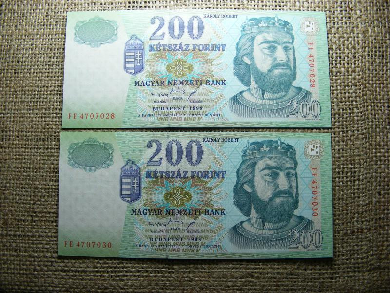 200 forintos bankjegy, 1998, 2 db sorszámkövető
