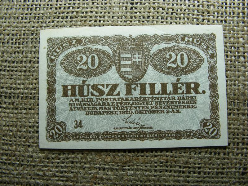 20 fillér bankjegy, 1920, festéktöbblet