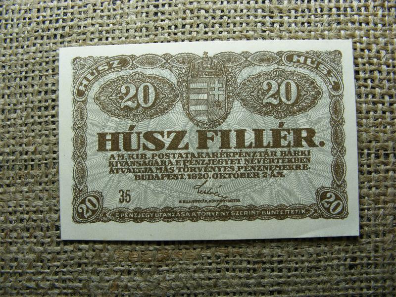 20 fillér bankjegy, 1920, 35