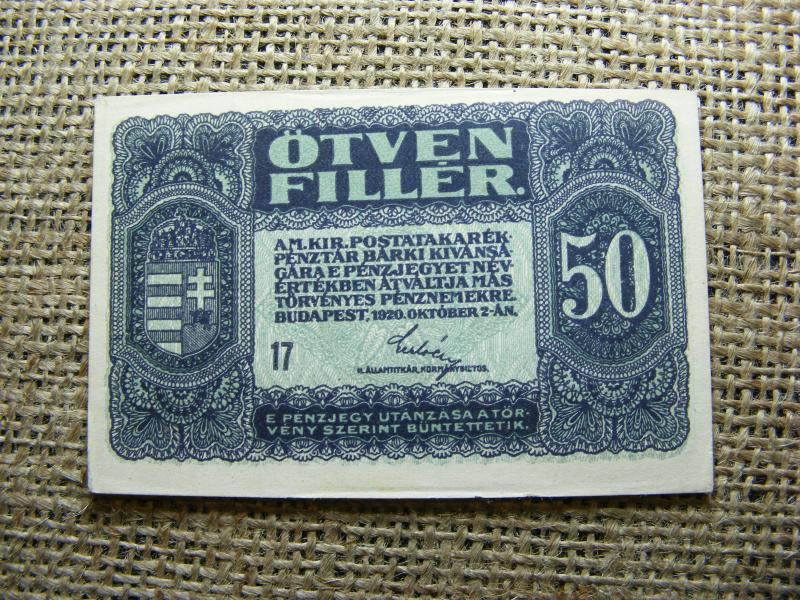 50 fillér bankjegy, 1920, 17-es sorozat