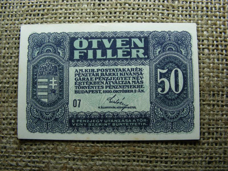 50 fillér bankjegy, 1920, 07