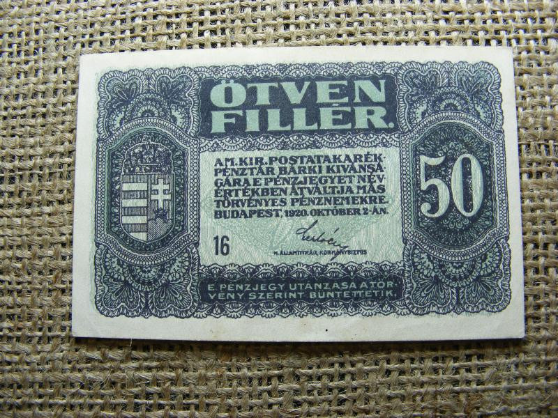 50 fillér bankjegy, 1920, 16-os sorozat