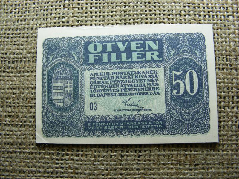 50 fillér bankjegy, 1920, 03