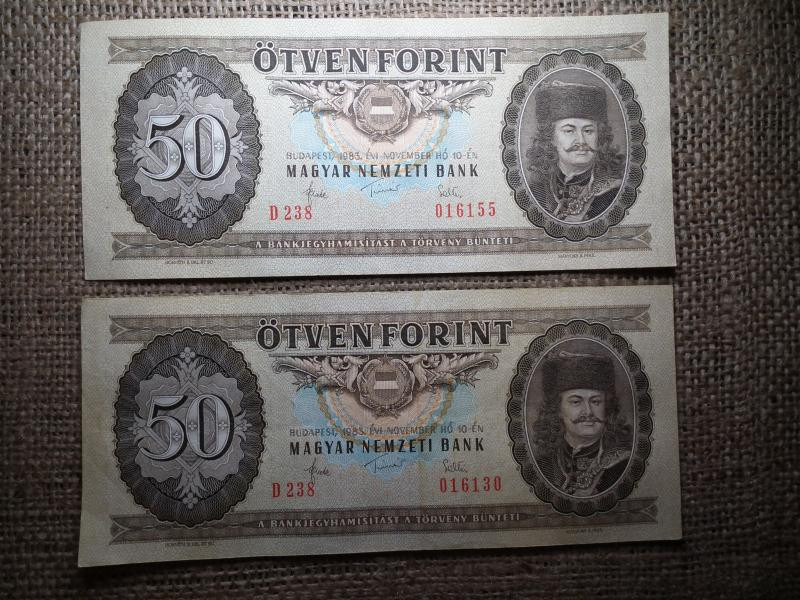 50 forintos bankjegy, 1983, 2 db sorszámközeli