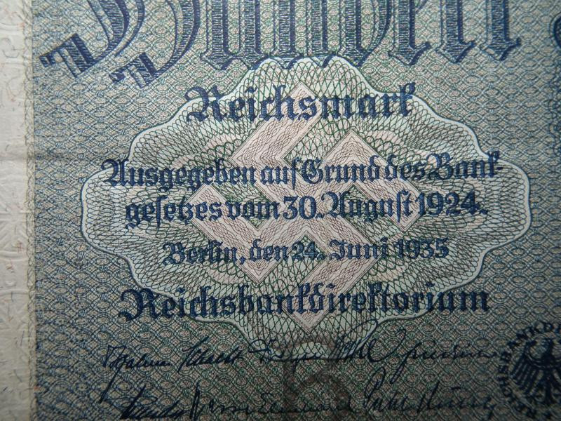 Birodalmi 100 márka, 1935, horogkeresztes, V