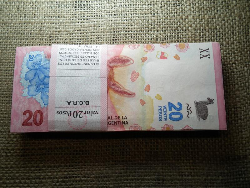 Argentína 20 peso bankjegy, 2019-2020, 100 db banki köteg