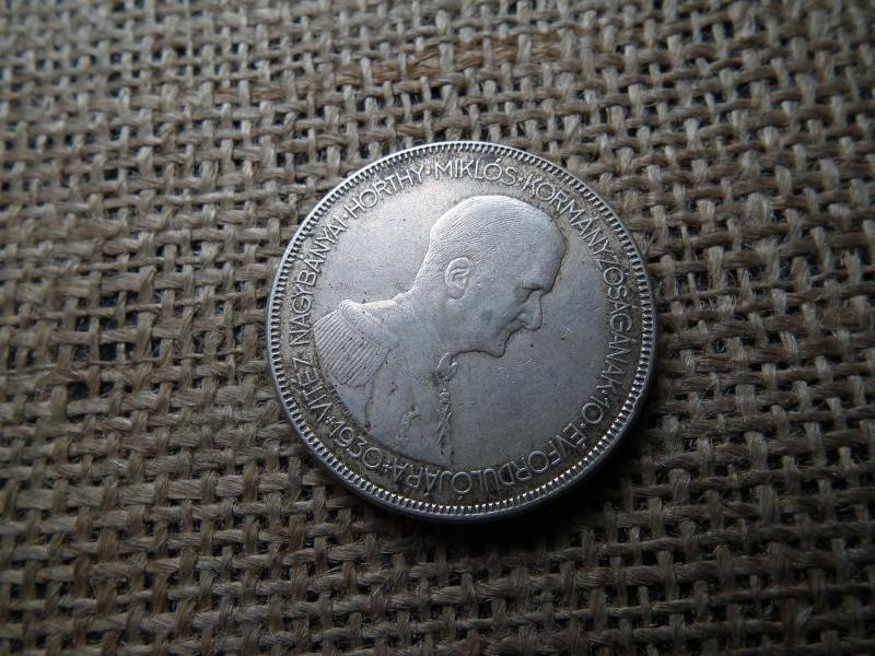 Ezüst 5 pengő, 1930, hajas Horthy