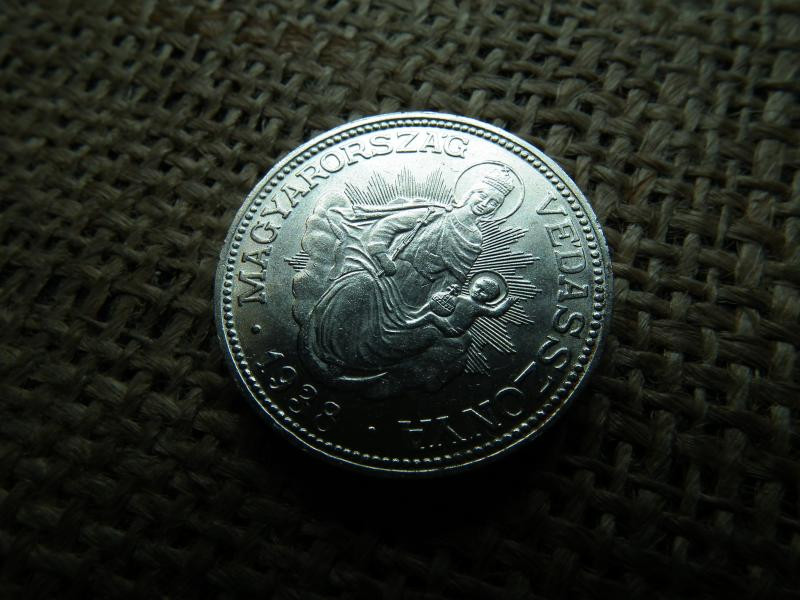 Ezüst 2 pengő, 1938, Extra, Ritka, Mosolygós Madonna