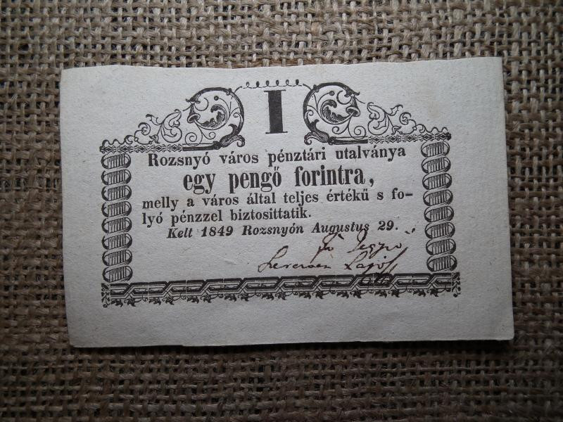 Rozsnyó 1 pengő forintra, 1849, hajtatlan