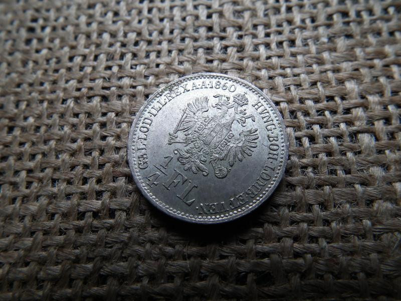 Ferenc József ezüst 1/4 florin, 1860 B