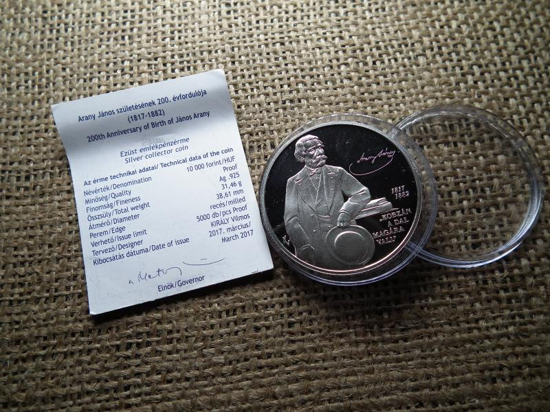 Ezüst 10000 forint, 2017, Arany János