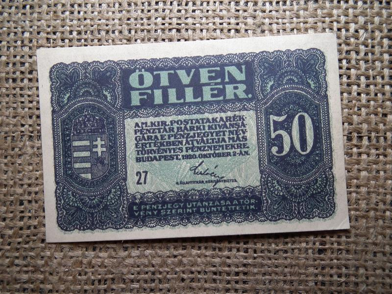 50 fillér bankjegy, 1920, hajtatlan