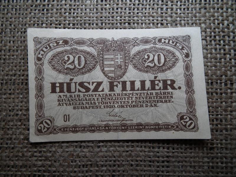 20 fillér bankjegy, 1920, 1