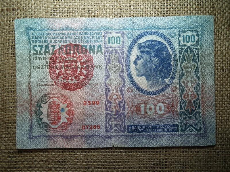 100 korona, 1912, Magyarország, felülbélyegzés