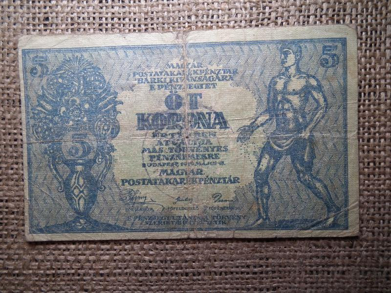 5 korona bankjegy, 1919, felülbélyegzéssel